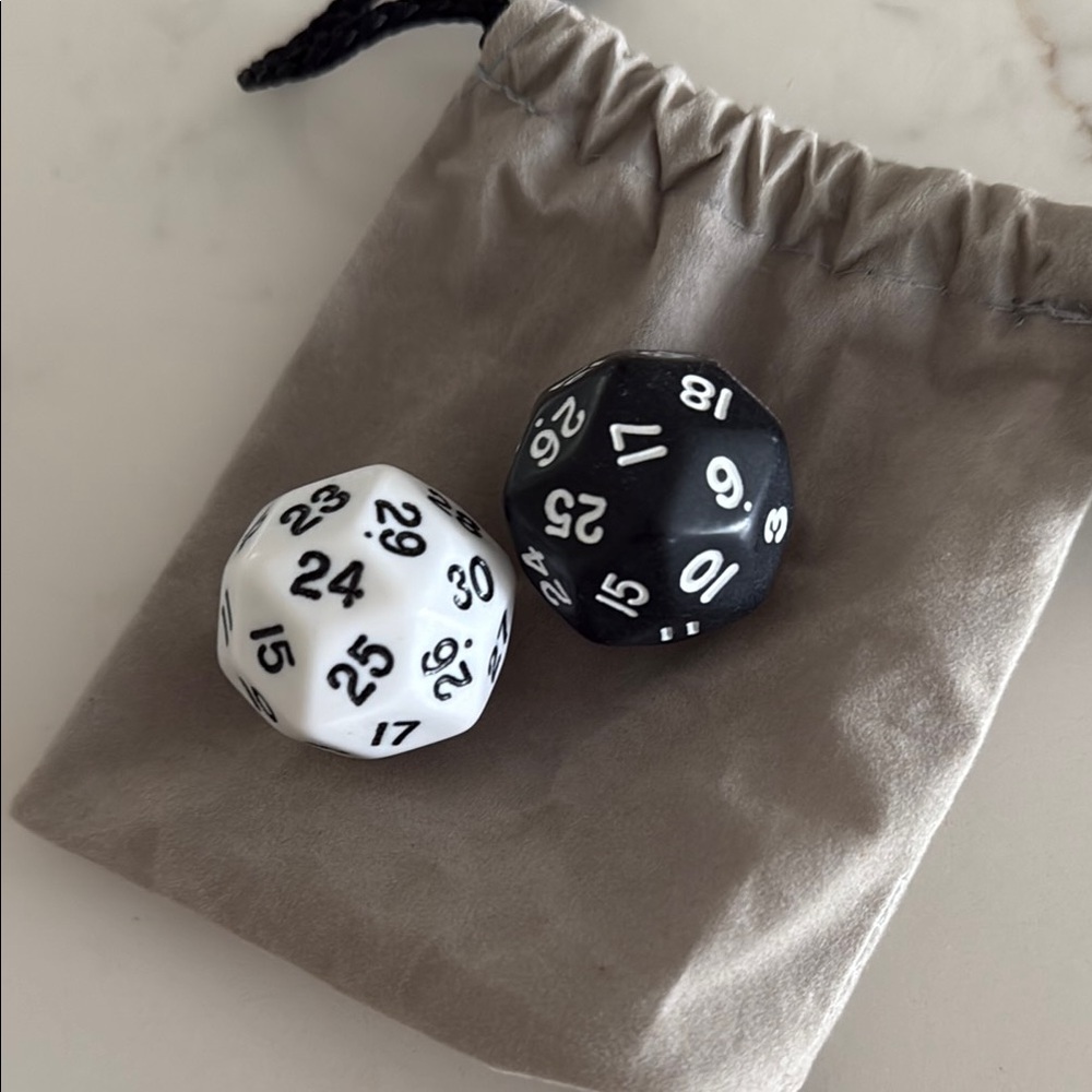 Black and White 30 Sided Dice Set
